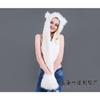 Women Girls Y2K Beanie Fur Animal Hat Scarf Glove Mitten 3-in-1 Function Furry Hoodie with Paws Ears  Party Costume