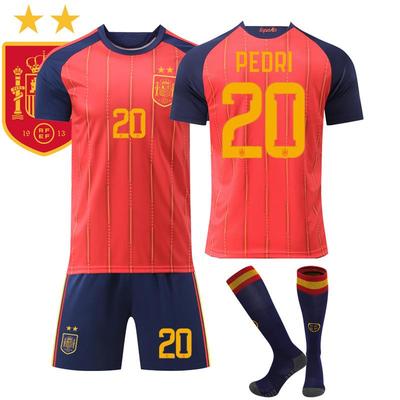 Kit Calcio per Ragazzi Bambini Adulti Set Maglia Sportiva da Allenamento con Calzini Coppa del Mondo FIFA 2026 Spagna Casa #20 PEDRI