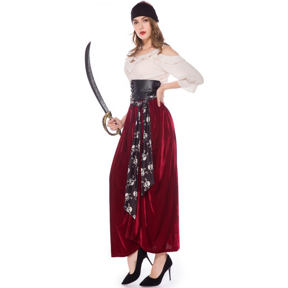 M-XL Female Pirate Queen Cosplay Costume Opera Drama Captain Stage Outfit