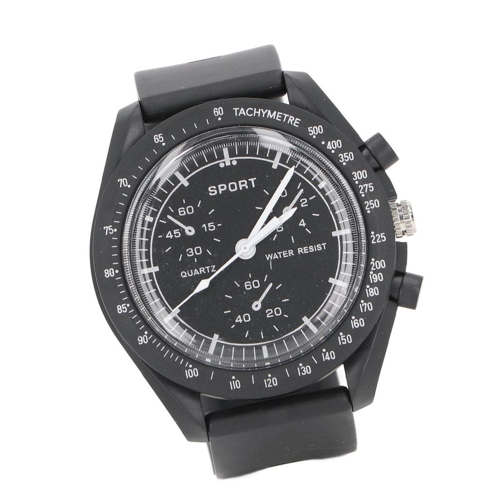 Digital Sports Watch Accurate Time Waterproof Stopwatch Clear Lens Electronic Watch Black Strap Black Screen Quartz