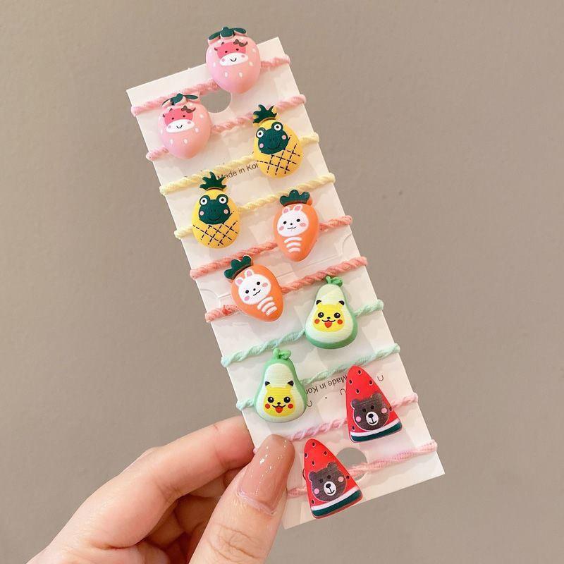 10Pcs/Set Girls Cute Cartoon Animal Rubber Band Elastic Hair Bands Children Headwear Hair Accessories Kids Headband Ornaments