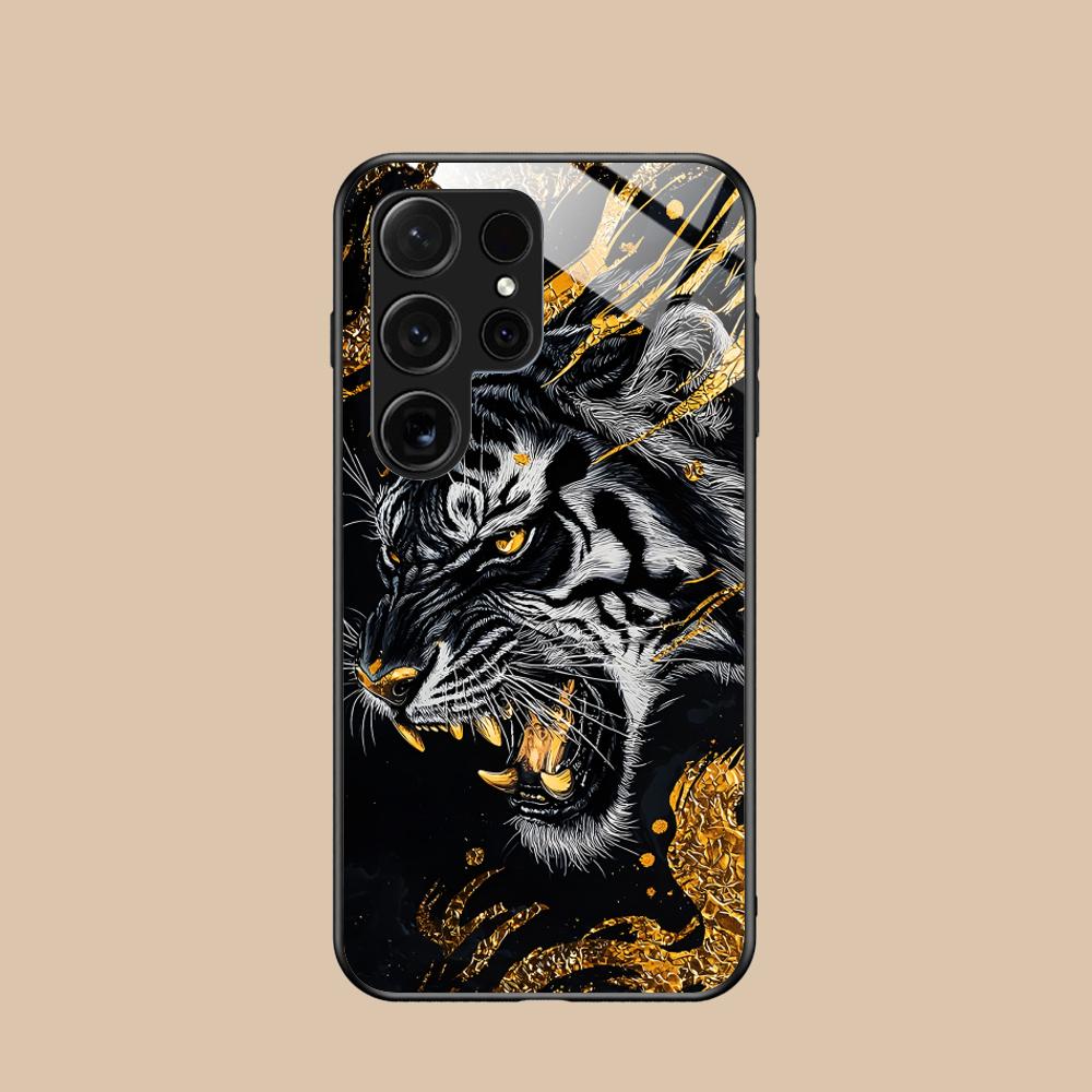 Tiger Neon Mobile Cell Phone Case for Samsung Galaxy A56 55 54 53 52 51 36 35 34 23 16 15 5G Glass Colorful Cover Luxury