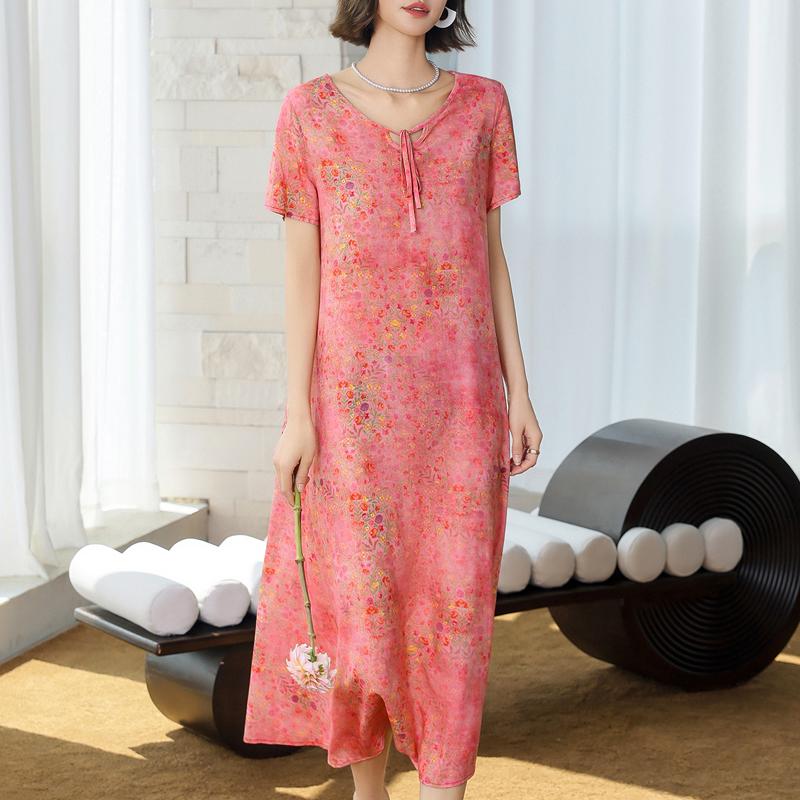 Women's Plus Size Floral Print Maxi Dress, Casual Short Sleeve Long Dress (XL-5XL)