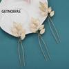 Sweet U Shape Hairpin Vintage Hair Accessories Gold Color Leaf Headdress for Bride Bridesmaid Wedding Banquet Bridal Headwear