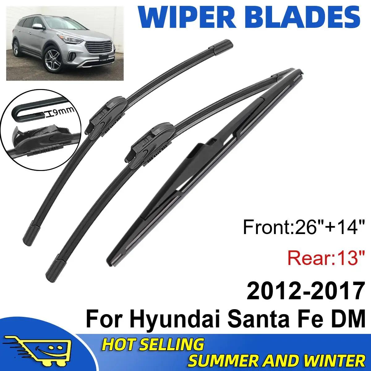 

3PCS For Hyundai Santa Fe DM 2012-2017 26 + 14 + 13 Front Rear Wiper Blades Windshield Windscreen Window Cutter Accessories чёрный