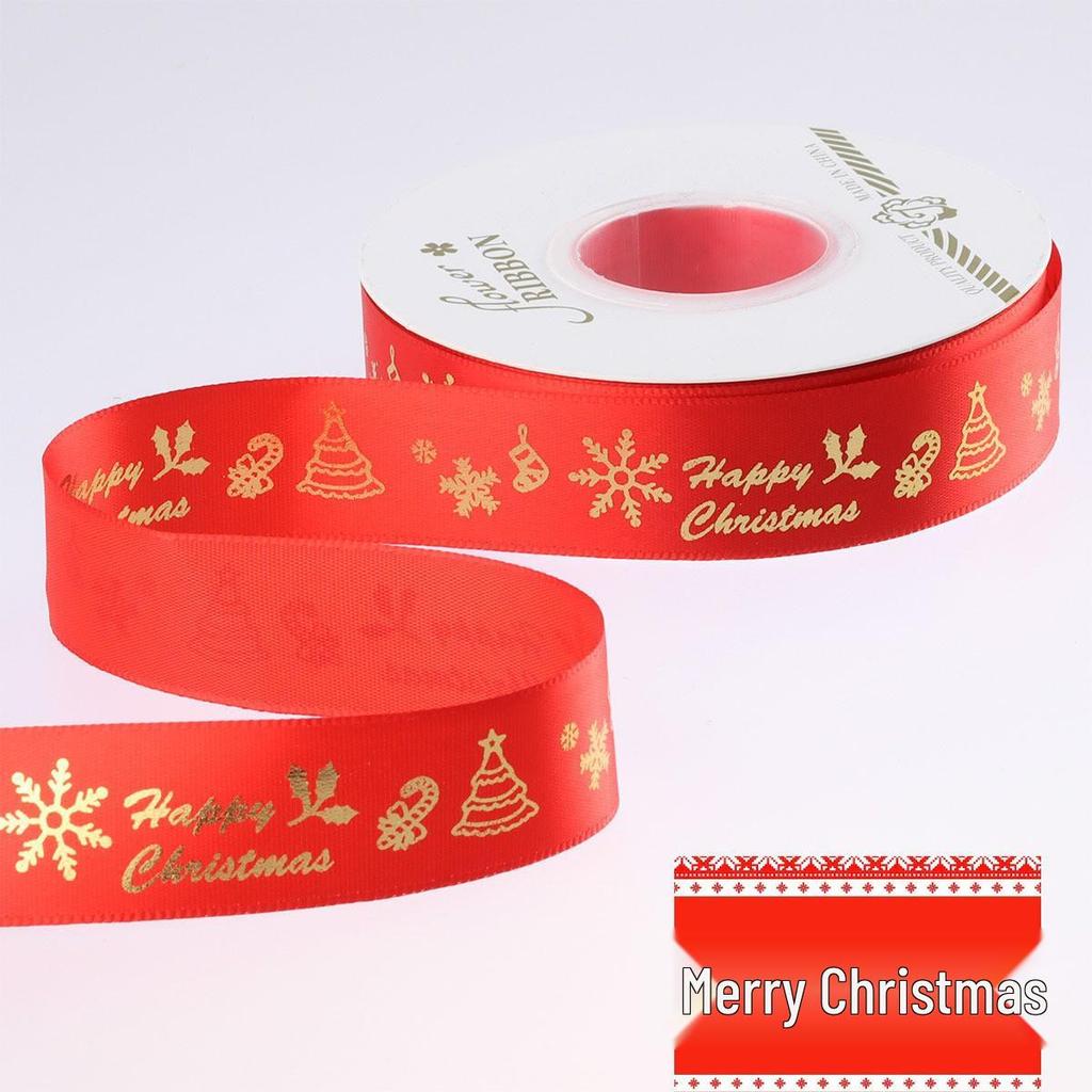 New Christmas Flower Packaging: Ribbon Bouquet with Hot Stamped, Colored Webbing for Floral Art