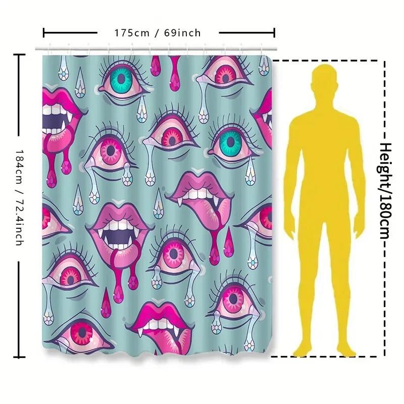 Unique Artistic Shower Curtain With Surreal Eyes And Lips Design Add A Touch Of Whimsy To Bathroom Decor Waterproof Durable