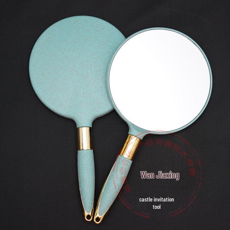 

Портативное ручное зеркало в европейском стиле для макияжа и красоты, длинная ручка, круглый/квадратный дизайн