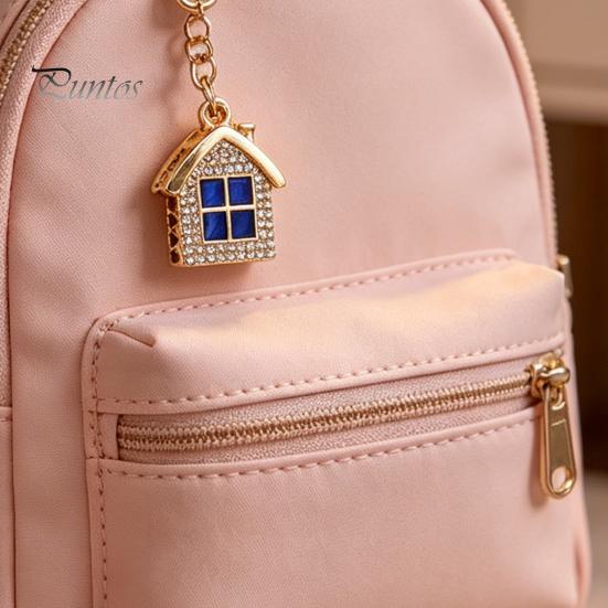 Non-blackening Metal Keychain Pendant, 3D Cabin Shape Key Holder with Lobster Home Settling Gift Clasp And Ring, Anti-Oxidation Fall-Resistant Window