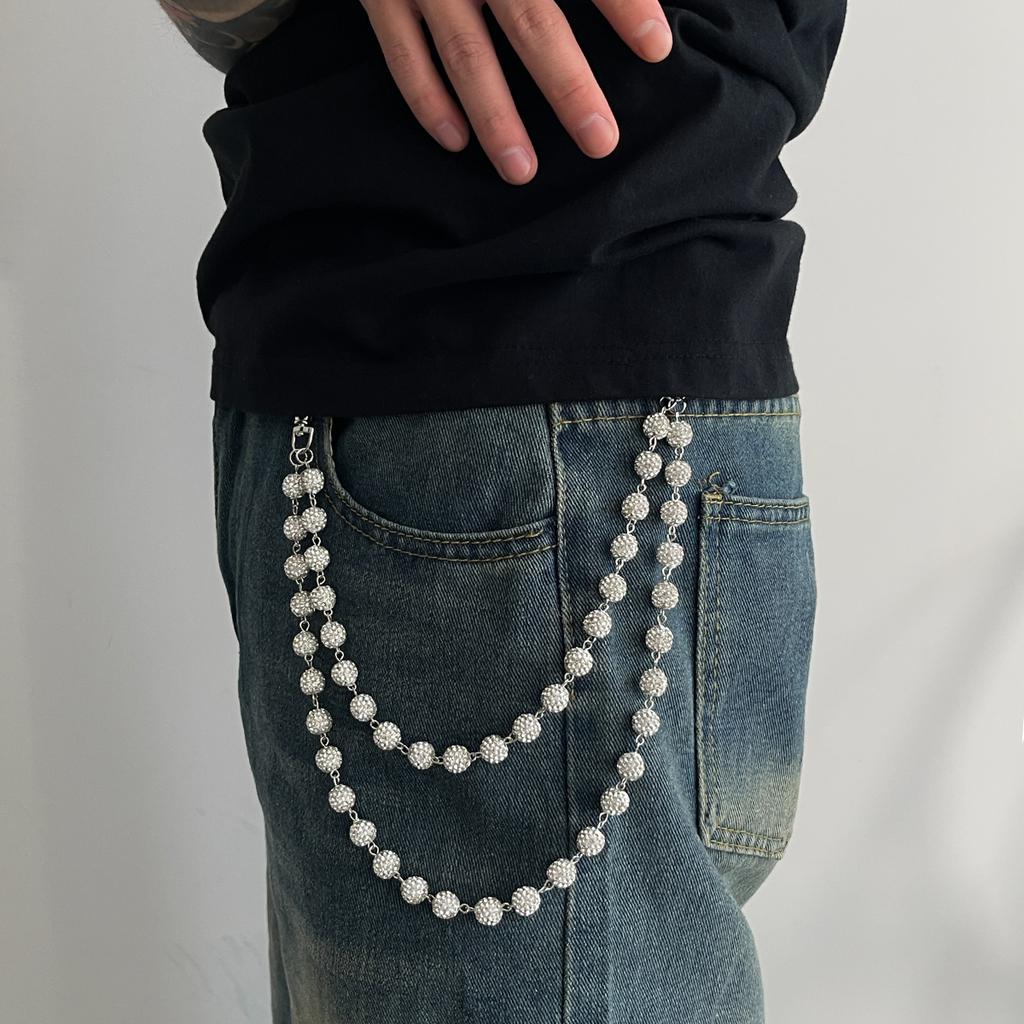 Ingemark Harajuku Street Strass Schlüsselanhänger Brieftasche Gürtelkette für Herren Hip Hop Hose Hipster Hose Jeanskette Rockschmuck