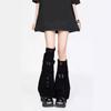 Womens Punk Denims Flared Leg Warmers Eyelets Buckled Strap Pocketed Cargo Boot Cover Over Knee Stockings Streetwear