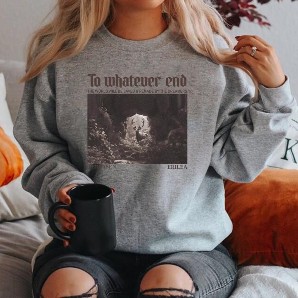 Mikina s citátem Aelin z Květiny Skleněného trůnu Mikina Třináctky Svetr Skleněného trůnu Vintage Unisex Mikina s dlouhým rukávem