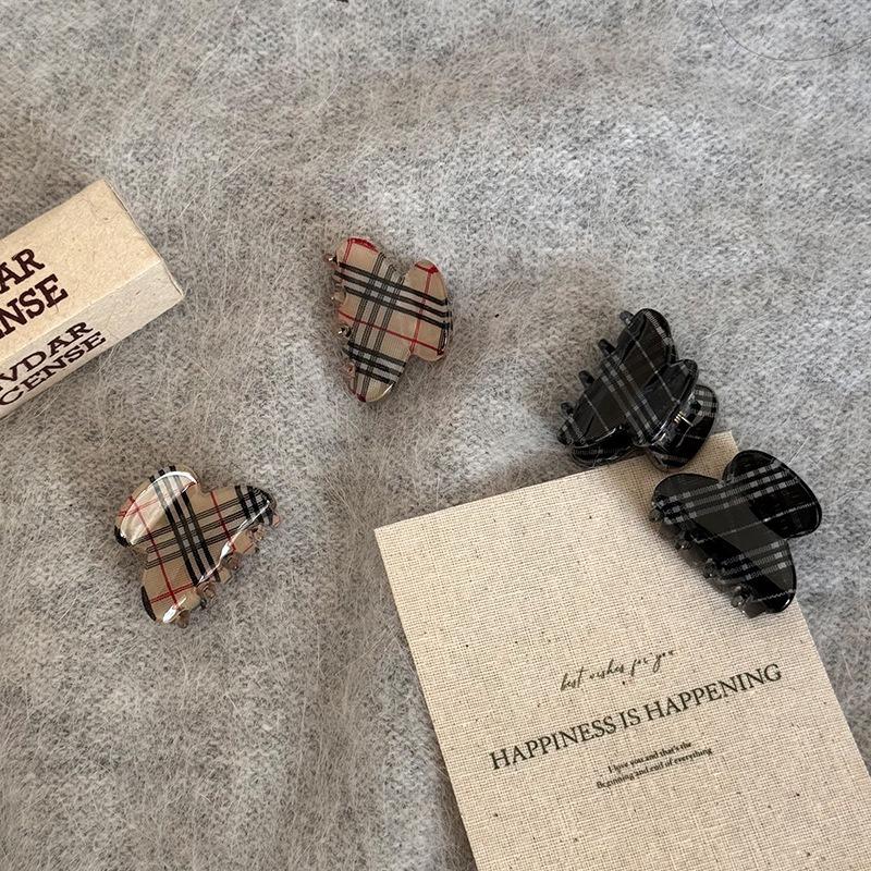 Fall/Winter Retro Checkered Small Size Hairpin with Fringe for Princess Hair Clips Headwear