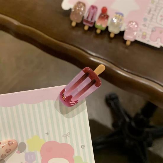 5Pcs Girl Hairpins Clear Gradient Color Simulated Popsicle Shape Transparent Hair Clips Anti-Slip Design Mini Lightweight Hair Pins