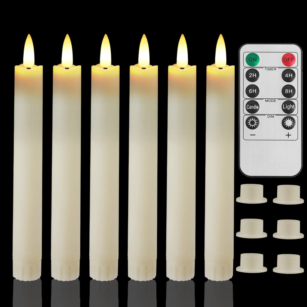 Pack of 6 LED Flameless Taper Candles Battery Operated Flickering Window Candle for Christmas Wedding Church Decor Party Supplie