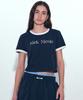Nigaennikol Nicole Printing Ringer Crop Top_Navy White