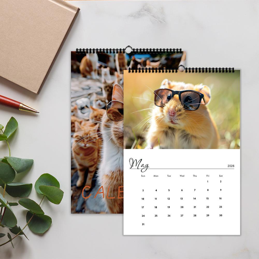 1pc 2026 Wall Calendar, Abstract Animal Collection, 12 Beautiful Designs, Perfect Gift for Birthdays, Christmas, New Year
