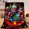 1PC Clown Horror Flannel Blanket Gift, Suitable for Both Men And Women, Soft Ideal for Beds And Sofa, Birthday Or Christmas Gift