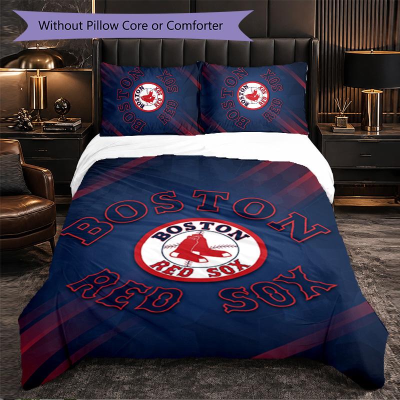 Boston Red Sox Pattern Microfibra Set Biancheria da Letto 3 Pezzi Decorazione Copripiumino Set Per Camera da Letto Uso Domestico