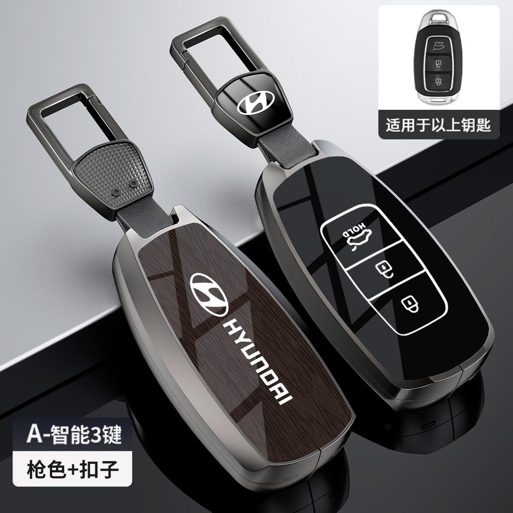 Metallic Glass Wood Grain Car Key Case Anti Scratch Anti Dust for Hyundai kona 2017 i30 ix35 solaris Azera ELANTRA GRANDEUR IG E5