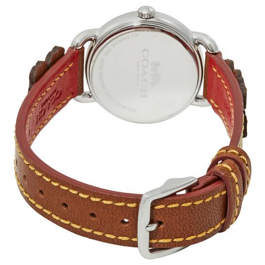 Coach Delancey Beige Dial Brown Leather Ladies Watch