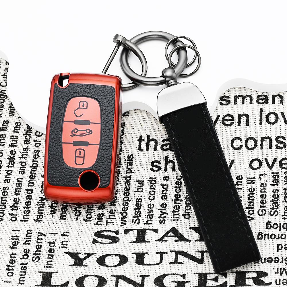 Tpu Leather For Citroen Xsara Berlingo C2 C3 C4 C5 C6 Flip Car Key Case Cover For Peugeot 207 307 308 407 607 807 Protector Fob