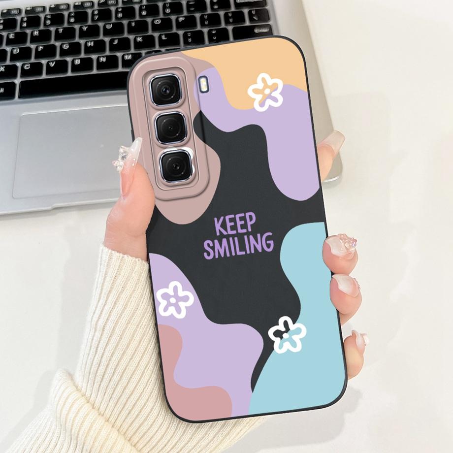 For Infinix Hot 50 50i 4G X6882 X6531 Case Liquid Silicone Soft TPU Back Cover Hot50 Hot50i Phone Funda Gothic Black Night Shell