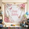 Party Backdrop Happy Birthday Birthday Floral Butterfly Pink Photo Booth Background Front Door Decor