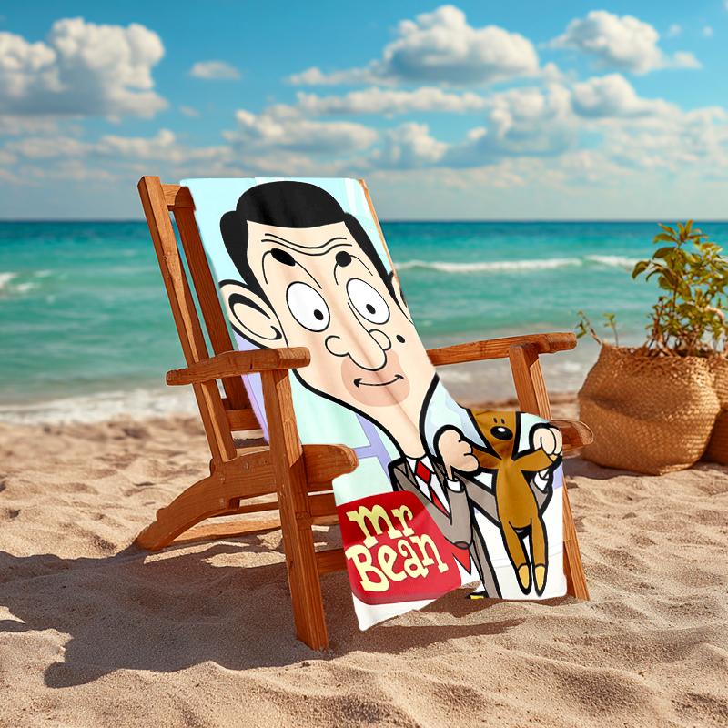1pc Mr Bean1 Beach Towel, Comfortable and Thick, and Swimming/Bath/Picnic/Camping Towel, Suitable for Seaside Beaches