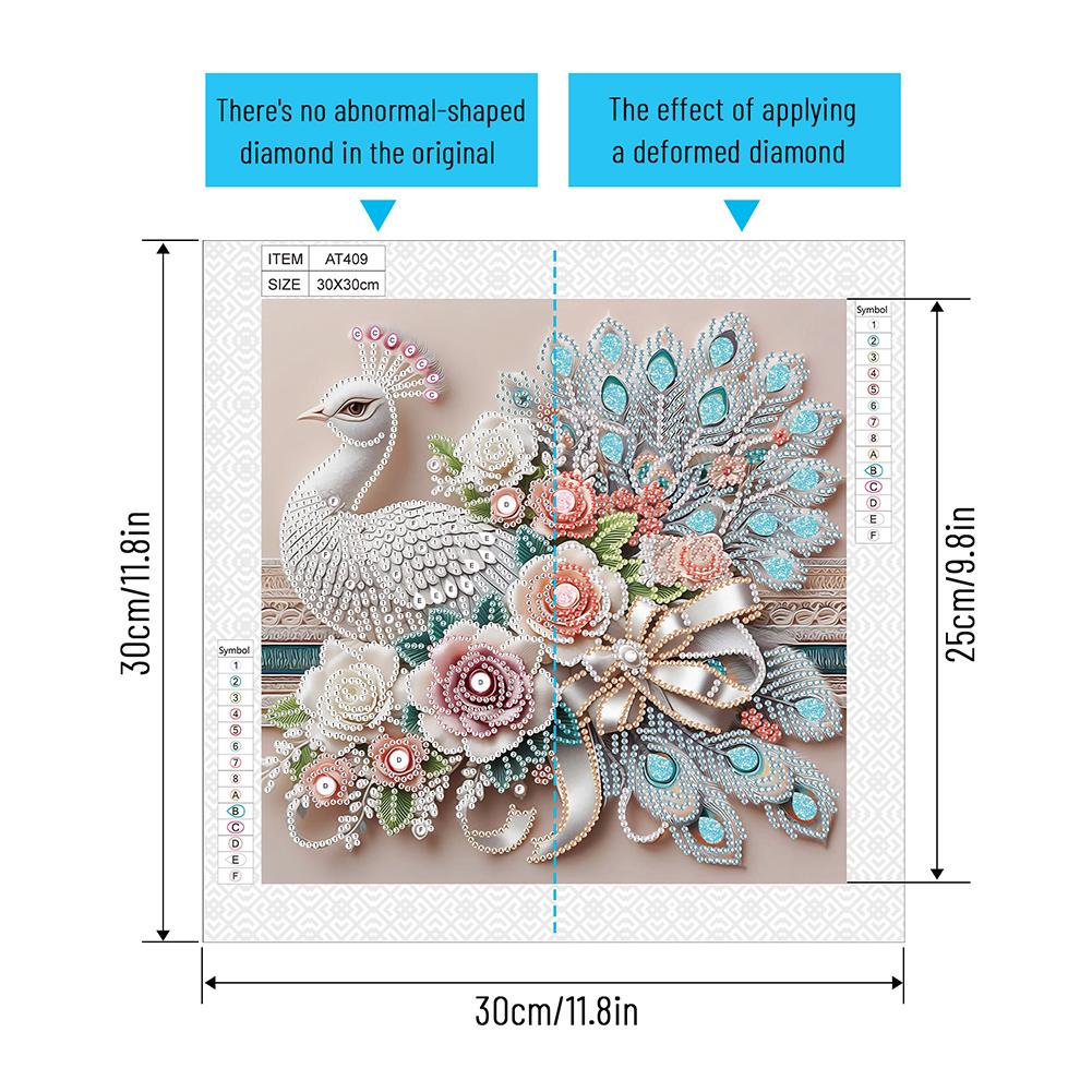 5D DIY Partial Special Shaped Drill Diamond Painting Kit Peacock Swan Decor