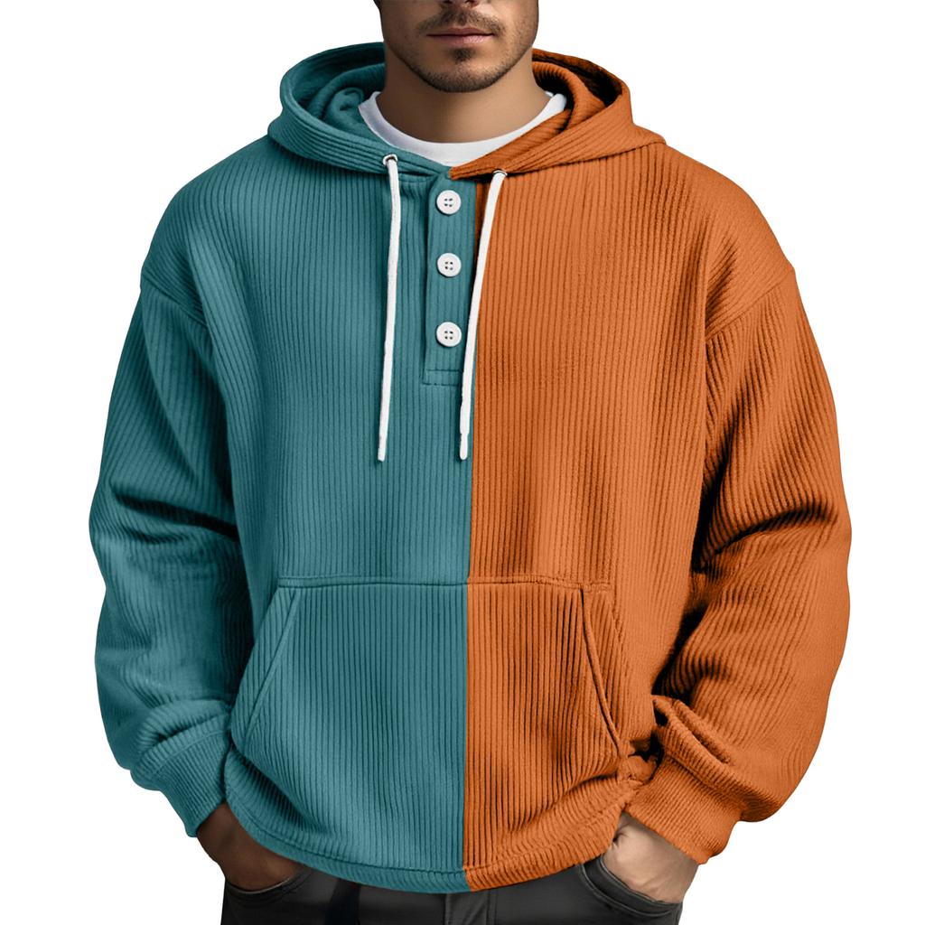 Men's Leisure Loose Three Clicks Color Clashing Hooded Hood Hoodie