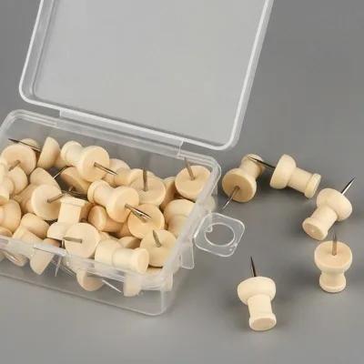

35pcs Creative and cute wooden push pins, cork I-nails, photos, wall art nails, fixing nails