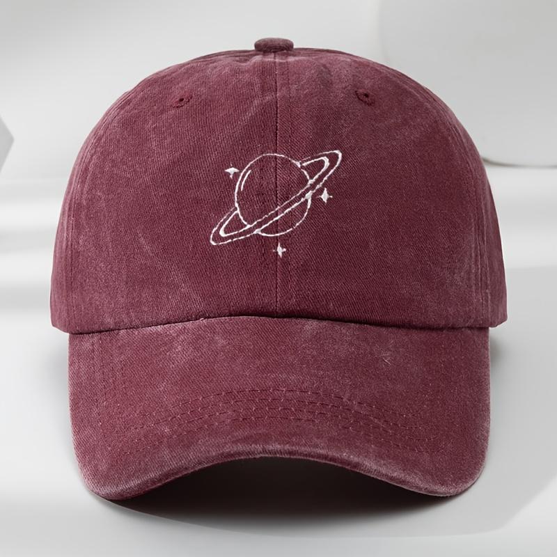 Creative Space Planet Embroidered Baseball Cap Classic Washed Vintage Duckbill Hat Outdoor Sports Casual Hat