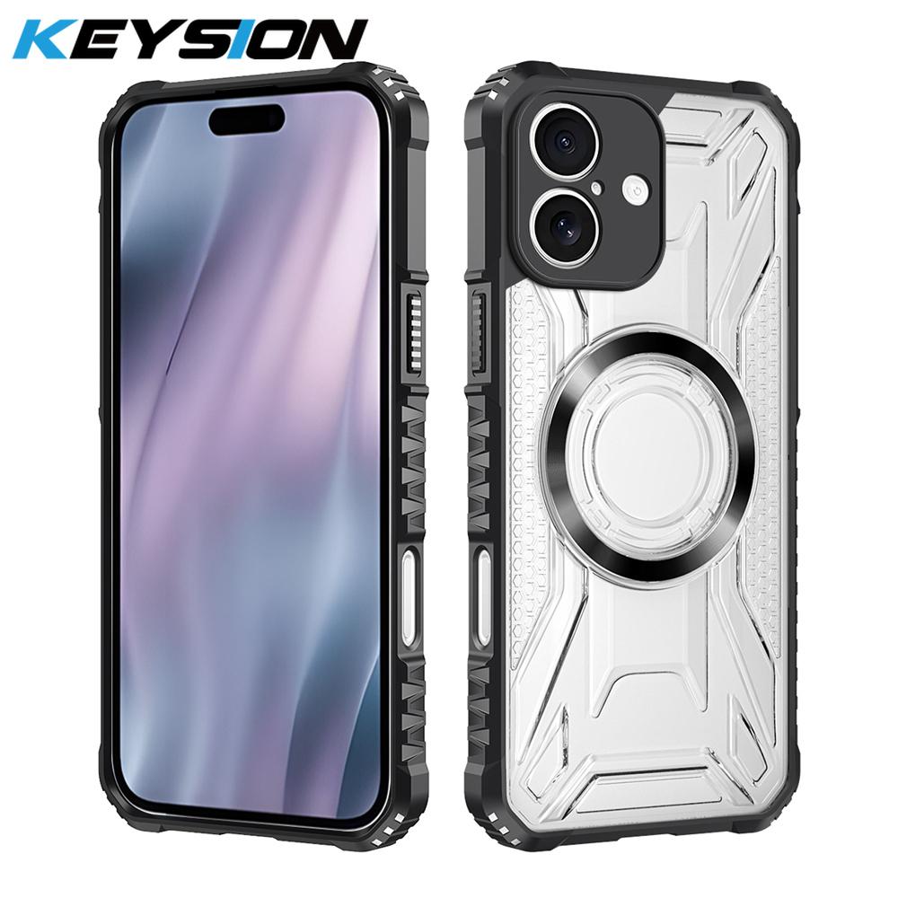 KEYSION Transparent Magnetic Case for iPhone 17 Pro Max Soft Silicone+PC Heavy Duty Shockproof Phone Cover for iPhone 17 17 Air