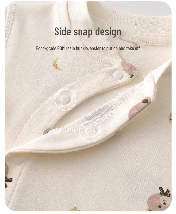 Podzimní a zimní novorozenecká pyžamová souprava z čisté bavlny s vysokým pasem chránícím bříško