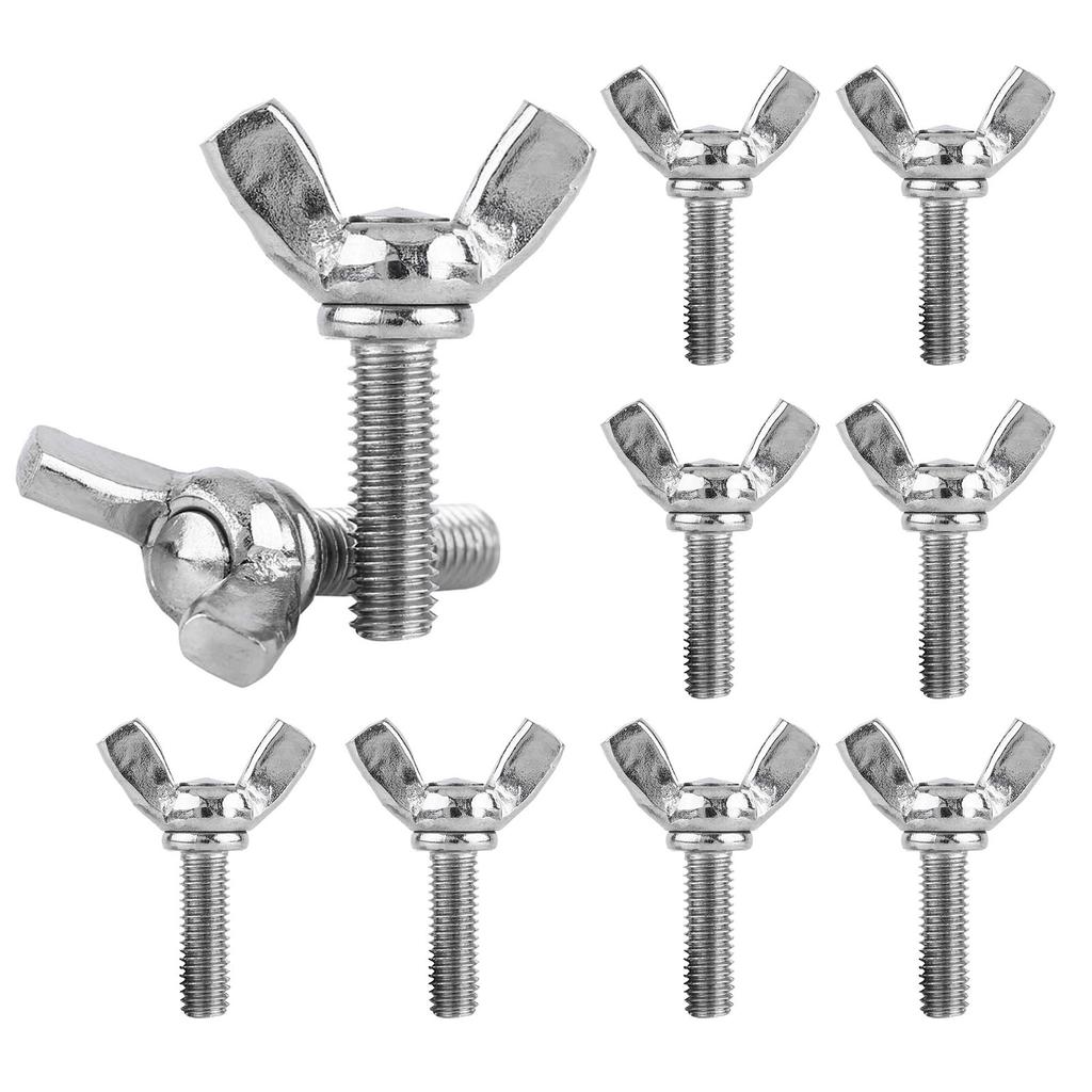 10 Pcs Wingbolt Screw M5 Thread 20mm Bolt Length 304 Stainless Steel Wing Screws Machine Fastener Repair Tool Accessory
