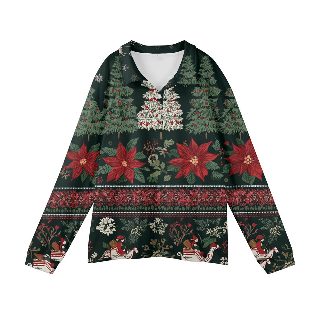 Men's Casual Christmas Print Button Long Sleeve Shirt