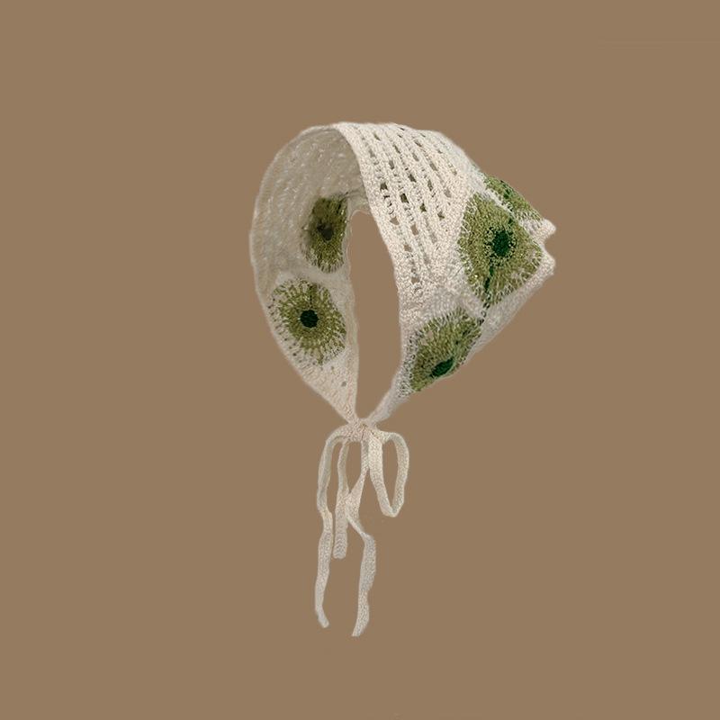 Headscarf Hat Pastoral Style Triangle Headband For Women Girls Handmade Crochet Headband Little Flower Headscarf