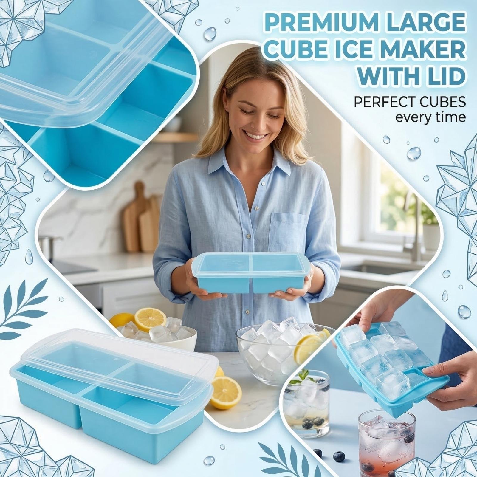 Covered Silicone Ices Cubes Tray For Freezing Storage Box Ices Block Mold