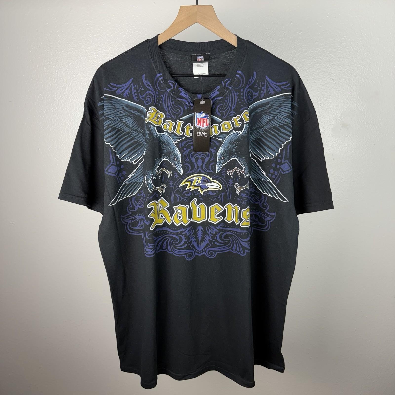 Y2K Baltimore Ravens NFL Vintage NOS Punk Grunge Black T Shirt NEW Size 2XL Unisex T-Shirt XXXL
