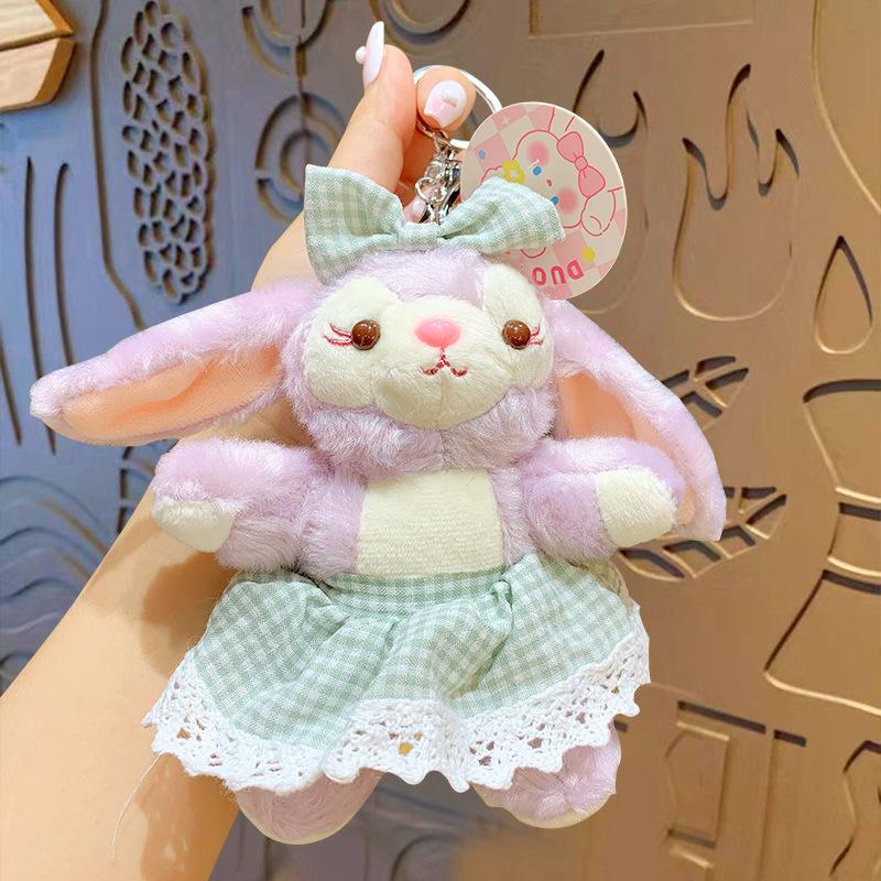 

Plush Plaid Skirt Xingdai Rabbit Doll Keychain Cute Doll Bag Pendant Car Key Chain Gift opp bag packaging