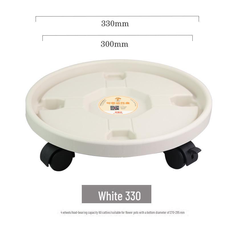 Universal Rolling Tray: Thickened Round Plastic Base with Removable Support for Potted Plants