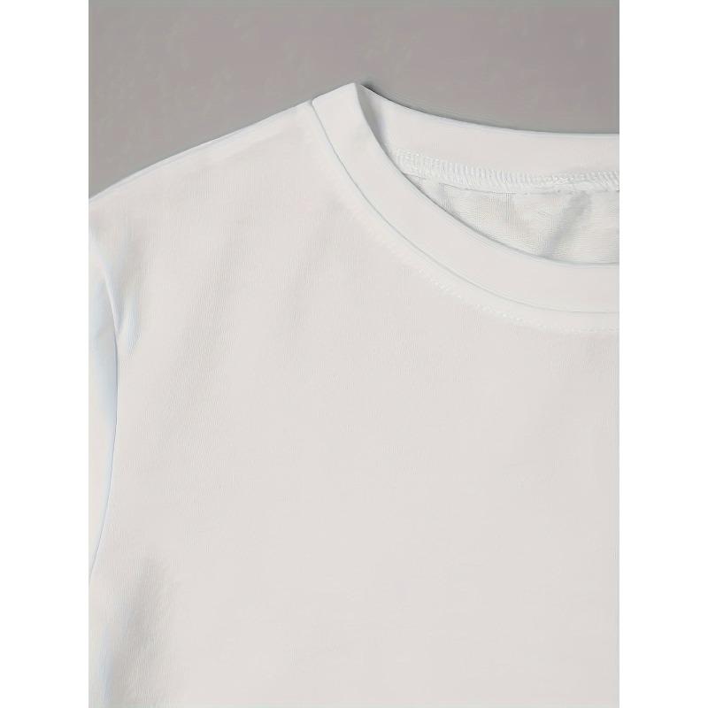 European Size Butterfly Print T-shirt, Casual Crew Neck Short Sleeve Daily Top, Women's Clothing