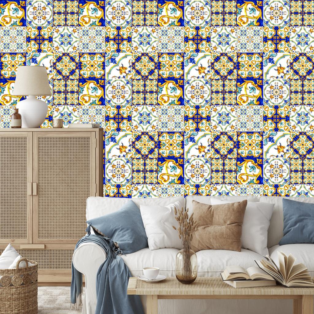 Wallpaper Oriental and colorful mosaic for living room and bedroom 50x1000