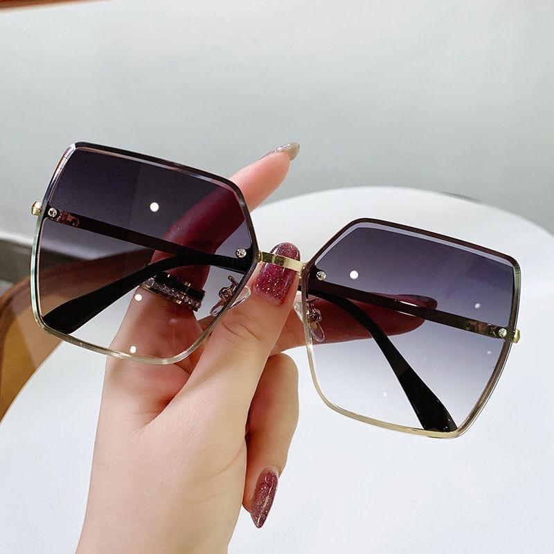 Metal Sunglasses Stylish Large Frame Women's Sunglassesnap Sun-shade Glasses Ins Sunglasses