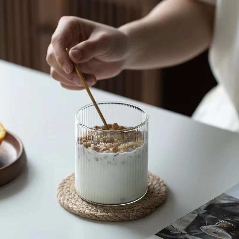 Glasbeker in Koreaanse stijl Sapdrank Koffiekop Verticaal patroon Transparant Whiskyglas Handgemaakt Creatief Fancy Glas Wijnkop