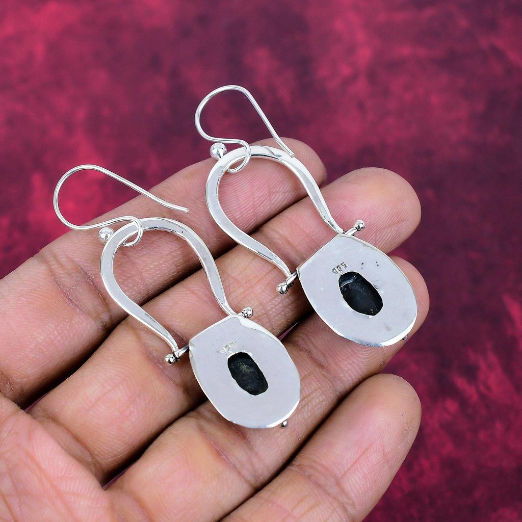 Shungite Jewelry, 925 Solid Sterling Silver Earrings Jewelry, Handmade Earrings Gemstone Jewelry For Women