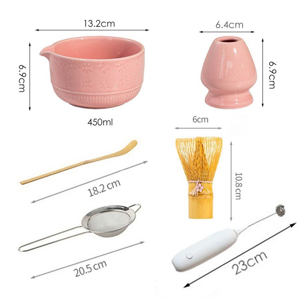8PCS Bamboo Ceramic Japanese Matcha Tea Set Food Grade Reusable Matcha Stirring Brush With Electric Blender Japanese Chasen