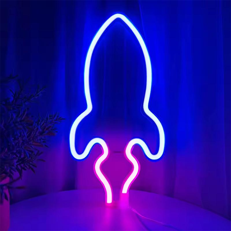 Weltraum Neon Nachtlicht USB ET Planet Rakete LED Lichter 3D Kunst Nachtlichter Lampe für Schlafzimmer Wand Neon LED Streifen AA Batterie