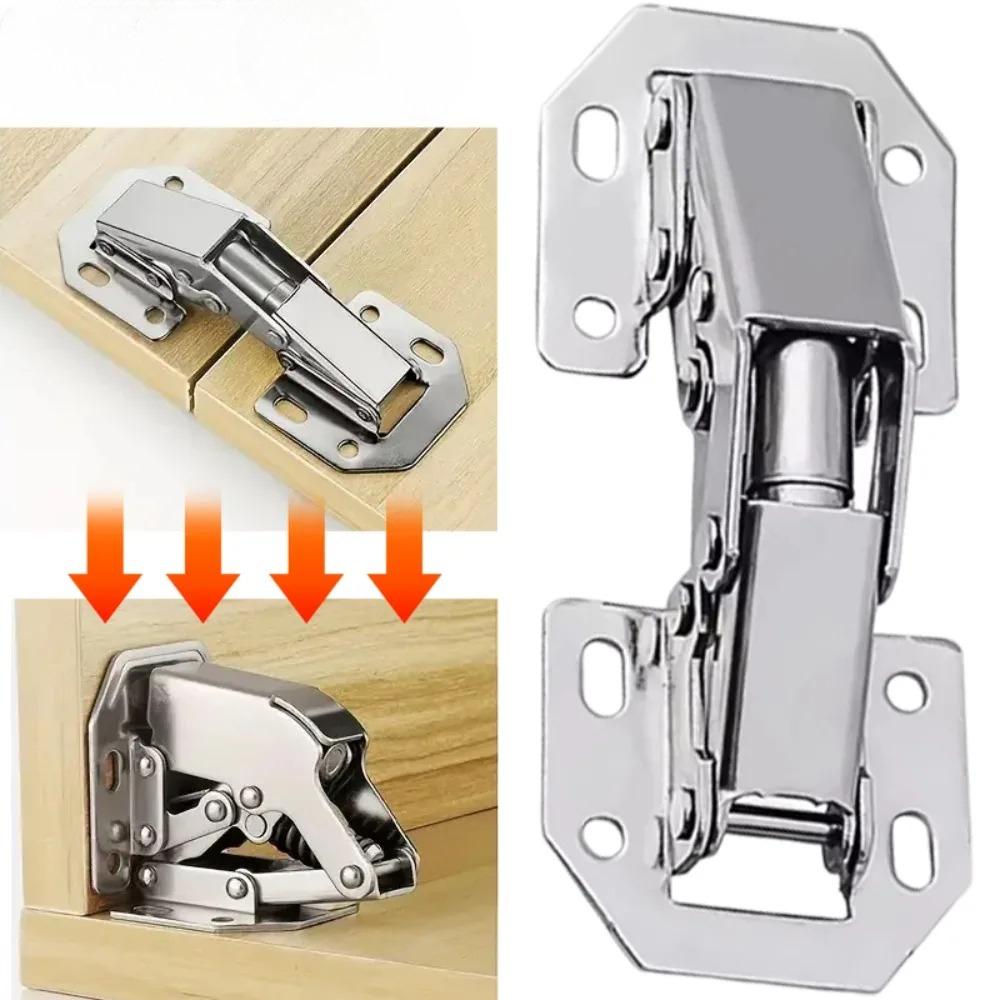 10-1PCS 90 Degree Steel Cabinet Hinges No-Drilling HoleHydraulic Buffer Hinge Kitchen Cabinet Cupboard Hinges Furniture Hardware